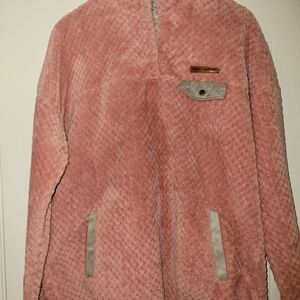 Simply Southern Teddy Sherpa Pullover Pink XL Cozy Fleece